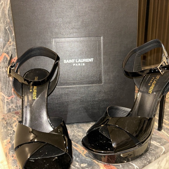 Saint Laurent Glossy Black Heels - Picture 1 of 8